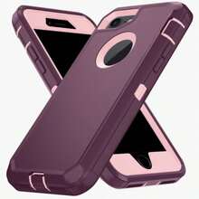 Anti-Drop Anti-Shock Anti-Wear Full Body Protection Phone Case, Durable And Sturdy, 3-In-1 Protective Case Compatible With Iphone, Galaxy And Other Phones - Wine Pink - View 18