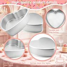 2/3pcs 3/4/5/6/8/10 Inch Heart-Shaped Aluminum Cake Molds, Anodized, Suitable For Chiffon Cake, Pudding, Ideal For Valentine's Day Baking, Fixed Bottom, Party Use, Kitchen Baking Tools - Silver - View 10
