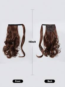 Extensões de Cabelo Ombré Preto Marrom para Loiro Mel & Marrom Escuro, Extensão de Rabo de Cavalo Enrolado Curto de 14 Polegadas para Mulheres, Peça de Cabelo Sintético Macio e Leve, Fácil de Usar para Volume Natural, Estilo Diário, Fantasia de Halloween, Cosplay e Festa - Multicolorido - Visão 5