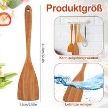 2 Pieces Olive Wood Cooking Stirring Spatula - Brown - View 2