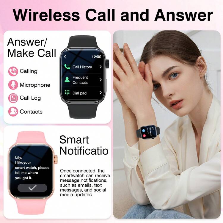 Reloj inteligente con pantalla táctil HD de 2,01" - Llamadas inalámbricas, cámara, control de música | Android/iOS, estilo unisex, esfera personalizable, alarma y alertas de llamadas/mensajes - Multicolor - Añade 2