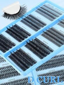 640/544/200 Clusters D Curl Individual Eyelashes High Capacity Fake Lashes Extensions Kit, Natural Thick Segmented Lash With Bond And Seal,Tweezers,Brush, Long Lasting Wispy False Lash Book Beginner Friendly, For Daily And Quick Makeup, Easy To Use - Baby Blue - View 7