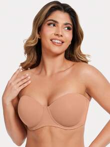MELENECA Women's Strapless Bra For Large Bust Back Smoothing Plus Size With Underwire - Maroon - View 7