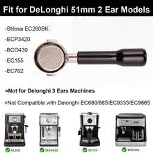 1pc 51mm 2 Ears Stainless Steel Bottomless Naked Portafilter, Professional Espresso Replacement Handle Compatible With EC200, EC221, EC0310, EC0311, EC330 Coffee Machines - Multicolor - View 11