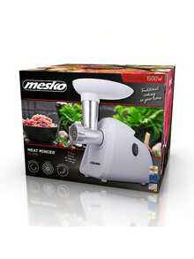 Adler Meat Grinder, Meat Mincer, Sausage Maker, Meat Mincing Machine - Reverse Function, 3 Sieves 3/5/7mm, Sausage Stuffer Attachment, 350W (Max 1500W), Pusher Included, White - EU E Type Plug(220-240V) - View 6