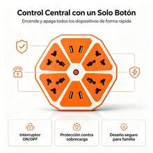 Regleta multifunción de diseño moderno, enchufes universales compatibles con diversas clavijas, protección contra sobrecargas, tamaño compacto que ahorra espacio, evita cables enredados en tu hogar - Tipo de Enchufe A USA (110-127V) - Ver 4