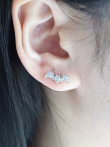 1 Pair Vintage Cubic Zirconia Stud Earrings, Women's Party Jewelry, Halloween Gift - 1# - View 5