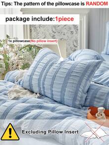 1pc Blue Vertical Stripe Pillowcase, Modern Textured Decorative Throw Pillow Cover For Sofa, Suitable For All Seasons, No Filling - Blue - View 4
