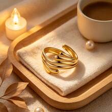 Gold Open Adjustable Ring For Women, Versatile Gold Thumb Knuckle Open Ring, For Dates Parties Dances Daily Commutes And Casual Vacations - Gold - View 4