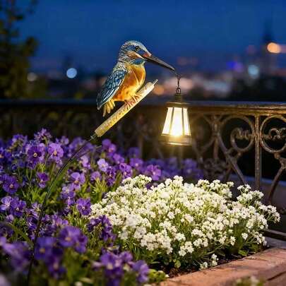 1/2 Stücke Solar Eisvogel Gartenstecker Lichter, LED Hängelaterne Vogel Ornament Lampe, Außenhof Terrasse Rasen Weg Dekorative Landschaftsbeleuchtung, Garten Dekoration Außen, Solar Garten Lichter