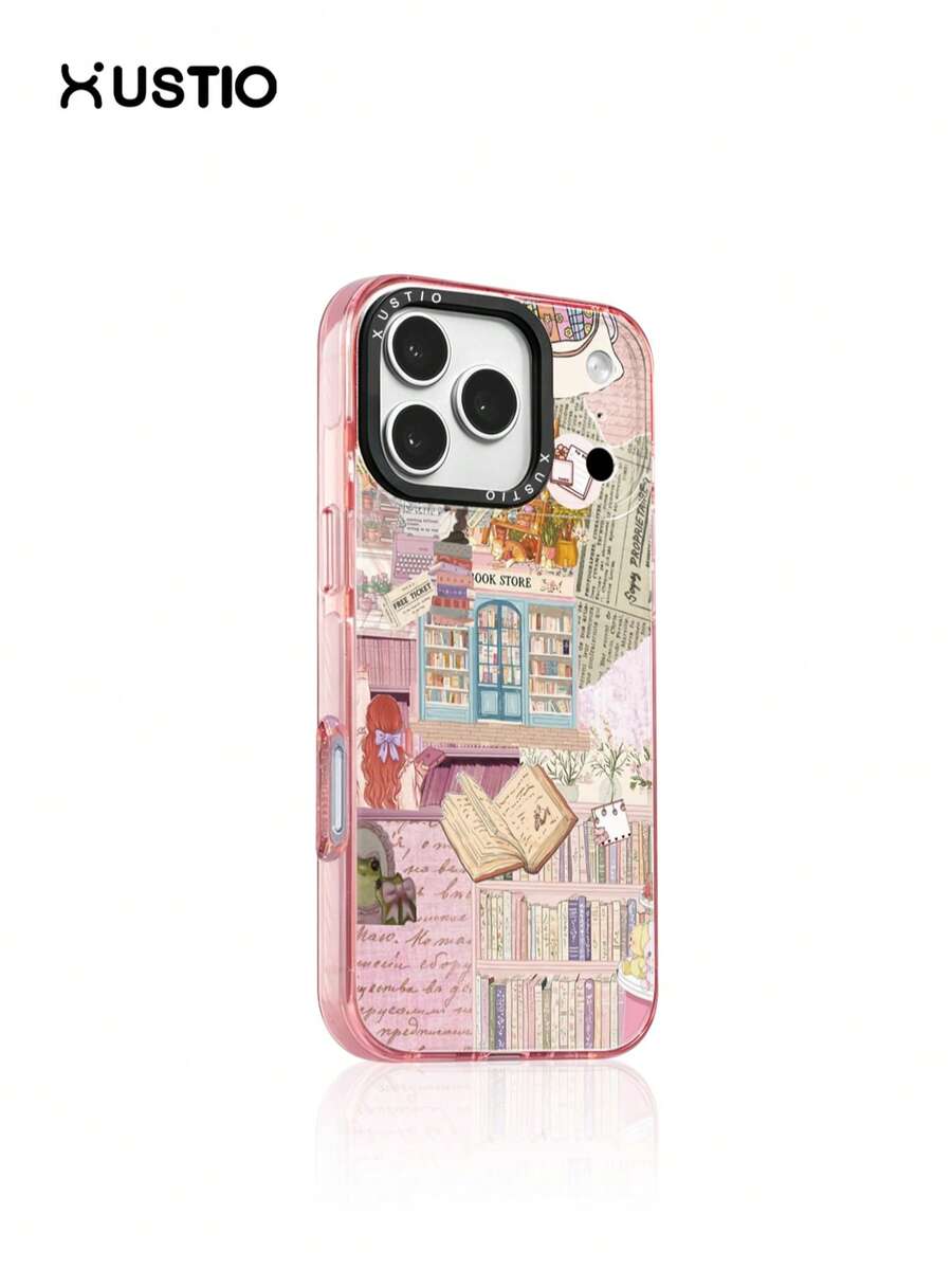 Casing Ponsel Transparan Anti-Jatuh Bahan TPU dengan Motif Rak Buku dan Huruf, Pelindung Benturan Kamera, Cocok Sebagai Hadiah Liburan untuk Pasangan dan Teman, Kompatibel dengan Ponsel Apple XS/XS Max/XR/11 12 13 14 15 16 Pro/Pro Max/14 15 Plus/17 16 Pro Max - MultiWarna - View 1