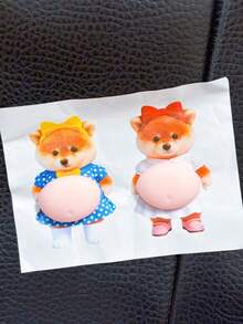 Funny 3D Soft Belly Cat Stickers, Waterproof Self-Adhesive Animal Laptop Stickers, Squeezable Silicone Shiba Inu Stickers Gift - Multicolor - View 4