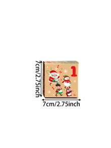 Hộp quà lịch Advent Giáng Sinh DIY, chất liệu giấy Kraft in hình ông già Noel & người tuyết, hộp đếm ngược xếp chồng được, hộp lưu trữ quà mini, trang trí bàn làm việc tại nhà dịp lễ, vật dụng đóng gói quà Giáng Sinh lý tưởng, trang trí lễ hội mùa đông - Nhiều màu - Xem 4