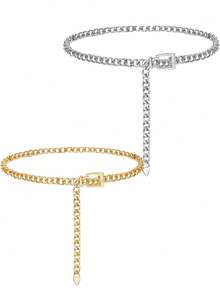 1pc Women's Metal Waist Chain, Fashion Multi-Layer Chain Belt, Suitable For Dresses - Multicolor - View 10