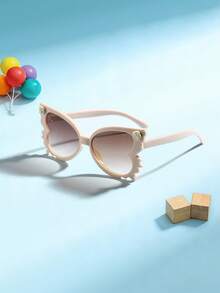 1 PC Girls 6-9Y Butterfly Fashion Glasses Off-White Neon Pink Lightweight PC Frame Gradient Lens Cute Sweet For Activities Parties With Glasses Box - Multicolor - View 6