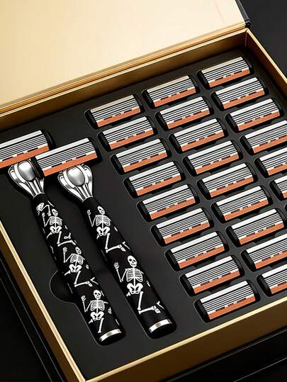 Unisex Fully Washable Manual Razor, One-Click Blade Replacement, Smooth Shaving, Set Includes 12 Replacement Blades, Essential For Daily Grooming, Perfect Holiday Gift