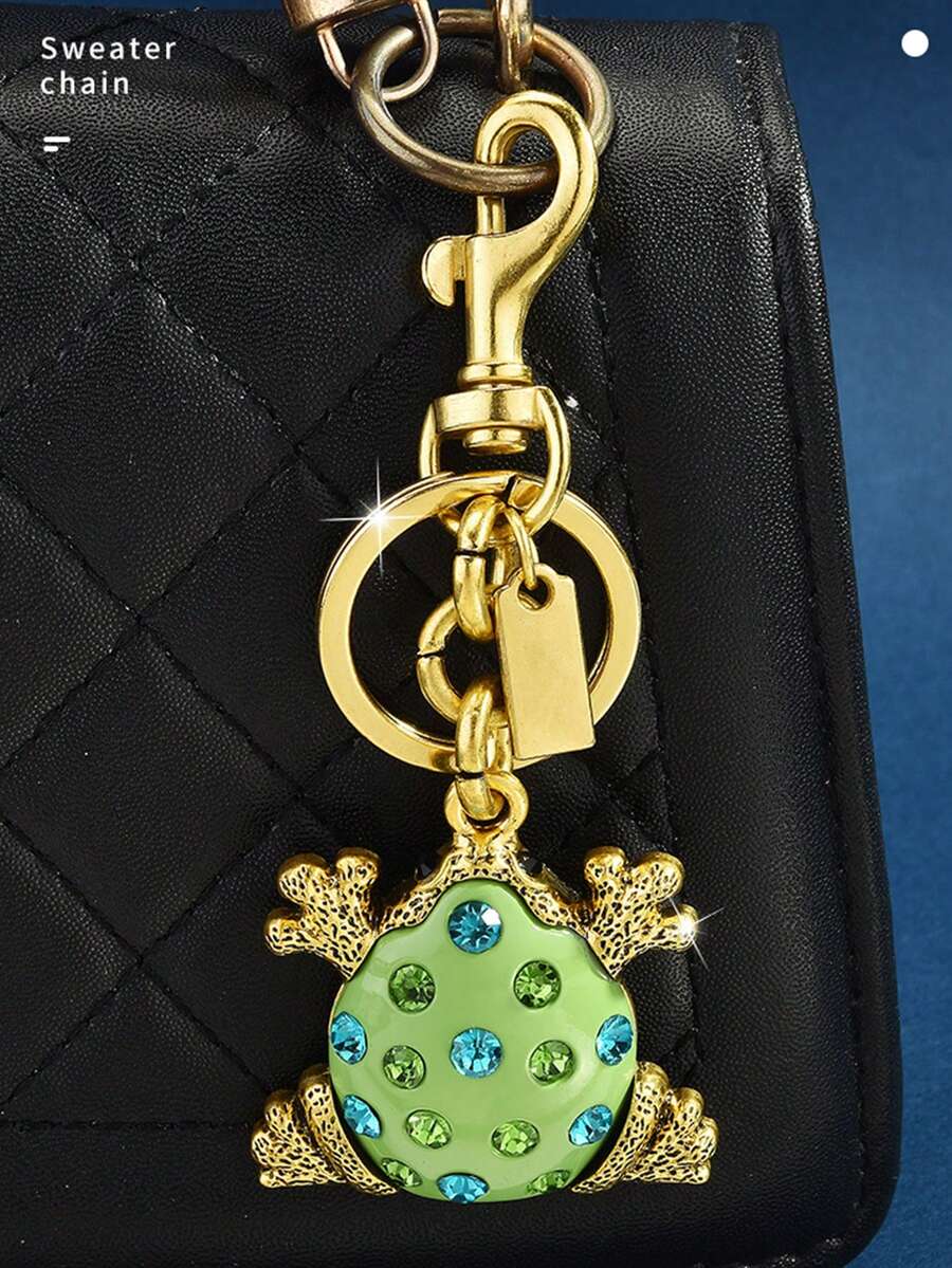1Pc Bag Charm, Keychain, Purse Pendant, Car Key Holder, Handbag Accessory,Frog Shaped Pendant, Crystal Frog Charm, Enamel Frog Ornament,Unisex Gift - Multicolor - View 1