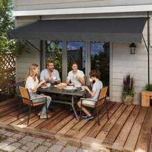 Clamp Awning, Balcony Awning Without Drilling, Aluminum Awning, Sun Awning, Height-Adjustable Awning With Hand Crank, UV Protection For Balcony, Garden, Terrace, 200 Cm - 400 Cm - Dark Gray - View 8