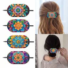 4pcs Diamond Art Painting Kit - DIY Mandala Flower Hair Clip Set, Special Shape Diamond Art Craft Kit, Colorful Floral Mosaic Handmade Crafts, Suitable For Festivals, Daily Wear And Parties - View 1