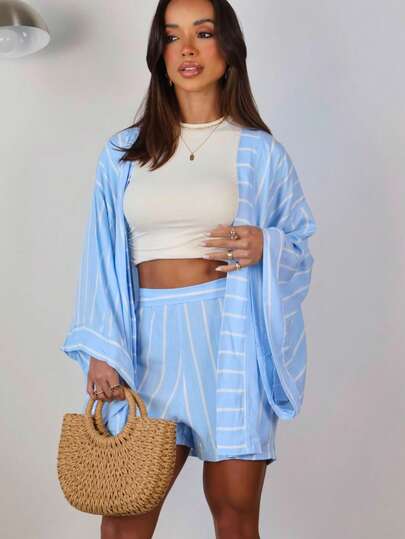 Conjunto Visco Linho Listrado Verão