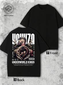 Spring/Summer Regular Fit Top,  Cotton Men's Top, Unisex T-Shirt, Men's Shirt, Men's Clothing, Men's Tops - Black - View 3