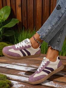 NOBLEARL 1 Pair Casual Sneakers, Lace-Up Soft Sole Comfortable Student Shoes, Versatile - Purple - View 3
