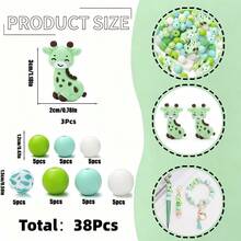 Set Manik-Manik Silikon Jerapah Hijau 38 Buah, DIY Gelang Kreatif, Kalung, Liontin Tas Ransel, dan Kerajinan Tangan Lainnya - Seri hijau - View 12