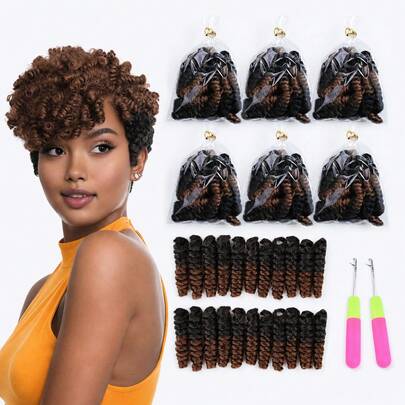 6 Packs 120 Strands 10 Inch 8MM Short Textured Crochet Hair For Women, Pre-Loop…