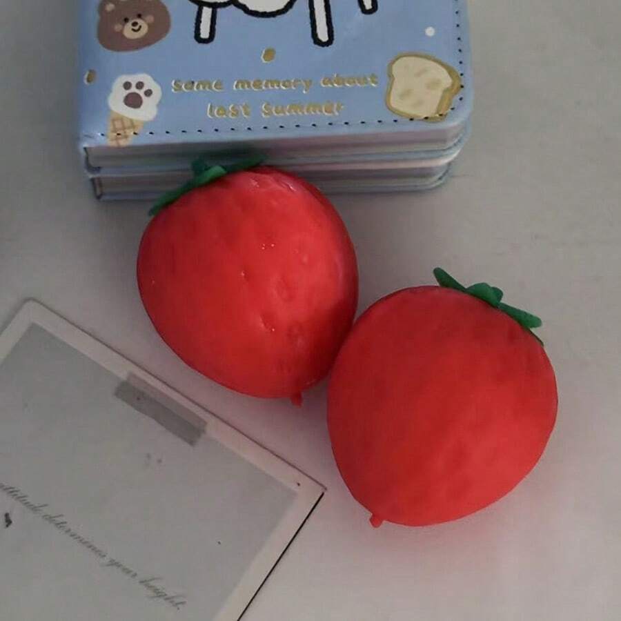 Tachimi 1pc Cute Realistic Strawberry Squishy Toy, Soft & Bouncy Sensory Stress Relief Toy, Suitable For Kids And Adults, Relieve Anxiety, Improve Daily Mood, Desktop Decoration, Party Favor, Ideal Holiday Gift - Multicolor - View 1