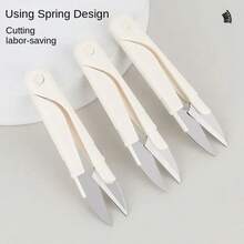 U-Shaped Round Head Spring Sewing Hand-Made Small Scissors Household Portable Stainless Steel Thread Repair Scissors - A - View 4