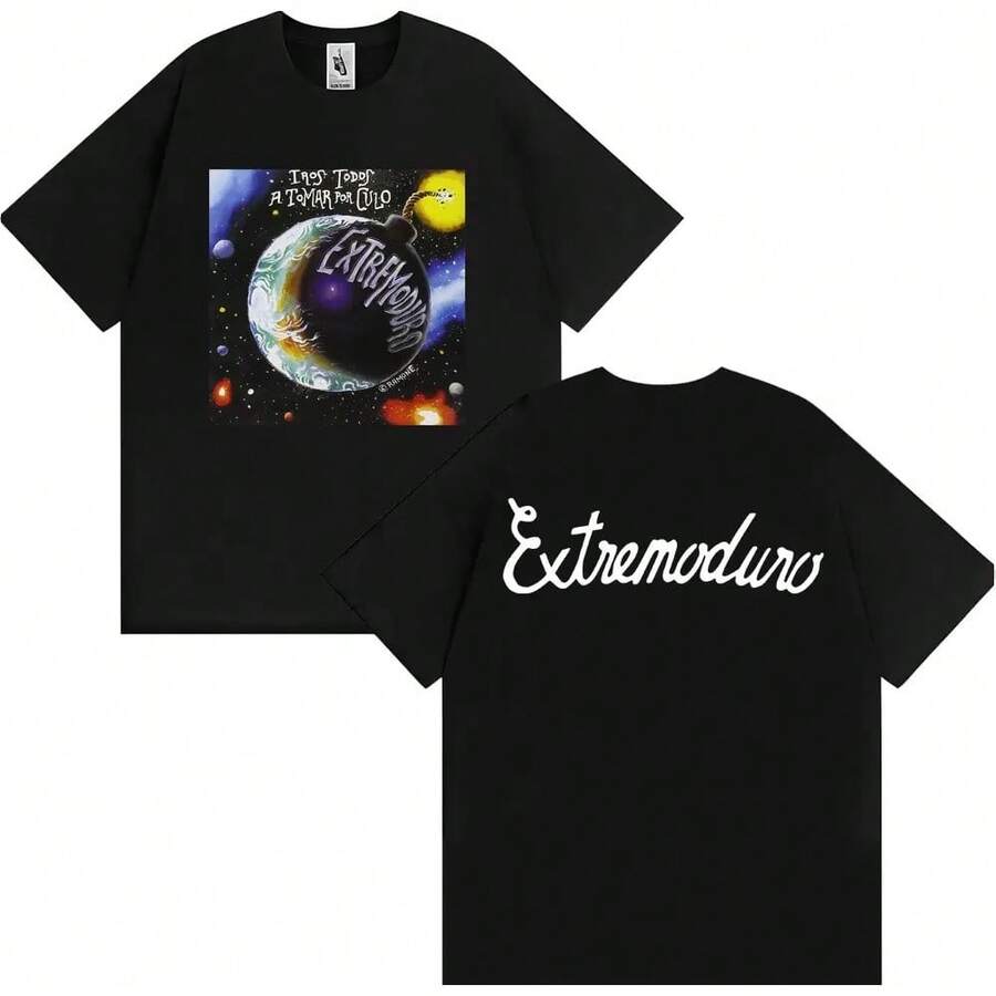 EXTREMODURO 2025 Tour T-Shirt, Unisex, Vintage Style, Short Sleeve, Summer, Pop, Loose And Oversized Fit. - 1T-s5390-black - View 1