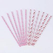24pcs Reusable Fruit & Heart Print Straws, Assorted Patterns For Birthday Party Supplies, Birthday, Wedding, Bridal/Table Decor And Holiday Celebrations - Multi-color-24pcs - View 8