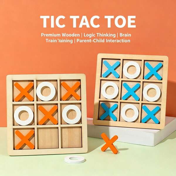 1 قطعة مجموعة لعبة XO Tic Tac Toe خشبية - مستوى مهارة متوسط - لا تتطلب بطارية، لعبة ألغاز برتقالية/زرقاء، العب في أي وقت وأي مكان، مناسبة للتجمعات والحفلات وهدايا أعياد الميلاد والهدايا وهدايا عيد الفصح والهدايا المثالية وهدايا التخرج
