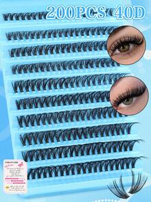 640/544/200 Clusters D Curl Individual Eyelashes High Capacity Fake Lashes Extensions Kit, Natural Thick Segmented Lash With Bond And Seal,Tweezers,Brush, Long Lasting Wispy False Lash Book Beginner Friendly, For Daily And Quick Makeup, Easy To Use - Baby Blue - View 12