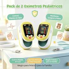 2PCS Pulsómetro pediátrico con pinza para uso doméstico | Pulsómetro con pinza para el dedo | Controla cómodamente la frecuencia cardíaca y los niveles de oxígeno en sangre gracias a su pantalla digital en tiempo real | Ideal para el control diario de la salud. - Multicolor - Ver 8
