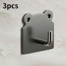 3pcs No-Drill Stainless Steel Adhesive Hooks, Strong Sticky Wall Mount Single Hooks For Bathroom, Kitchen, Multi-Functional Decor Hanging Rack - Multicolor - View 10