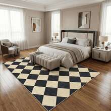 Tappeto runner morbido a rombi, tappeto sottile lavabile dai colori pastello, antiscivolo a rombi per ingresso, camera da letto, corridoio, lavanderia, bagno per gli ospiti - Caffè nero - Visualizzare 1