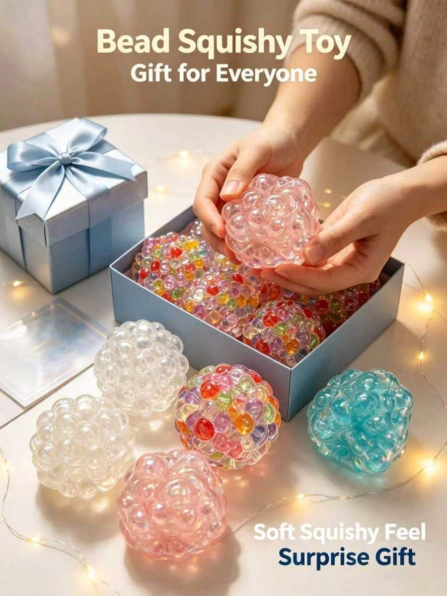 somoving Thick Burst Bead Fidget Squishy Ball, Durable Slow-Rebound Fluffy Squishy-Plush, Smooth Odorless Squishes, Soft Elastic Non-Sticky Stretchable Toy, Classroom Reward Stress Relief Gift For Kid - Multicolor - View 1