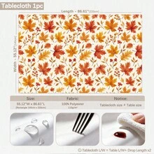 1pc Minimalist Autumn Maple Leaf & Berry Pattern Tablecloth, Stain-Resistant Dining Table Decor Cloth, Suitable For Kitchen, Dining Table, Coffee Table, TV Stand, Entryway, Party Holiday Decoration, Home Decor, Autumn Gathering - Multicolor - View 10