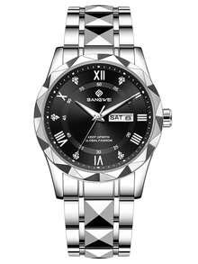 LIGE Fashion Casual Luxury Men's Watch, Waterproof Luminous Quartz Watch With Calendar Dial Wristwatch - Silver - View 13