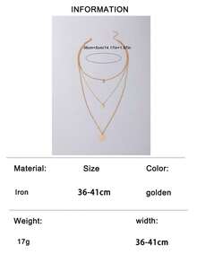 imoli 1 Set/Mature Versatile Minimalist INS Style Multi-Layer Stackable Fine Cuban Chain Long Vertical Bar & Round Disc Metal Pendant Necklace Set, Suitable For Women's Party, Commute, Casual Vacation Jewelry - 22976-nek-g-eP - View 10