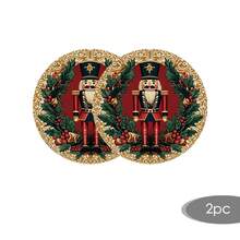 2/4/6/8pcs 14 Inch Diameter Christmas Placemats, Red Nutcracker Round Flower Shape Table Decor Suitable For Christmas Day Kitchen Dining Room Decoration - Multicolor - View 13