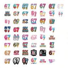 50pcs Funny 67 Sticker Pack, Aesthetic Sticker Set, Expression Stickers, Cartoon Graffiti Stickers, 67 Styles Interesting Stickers, Stationery Stickers, Scrapbook Stickers, Waterproof Stickers, Suitable For Skateboard, Luggage, Laptop, Car Bumper, Party Supplies - Multicolor - View 4