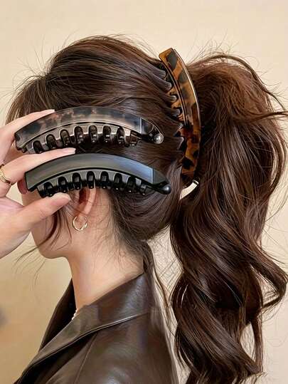 1pc Large Vertical Banana Hair Clip, Non-Slip Vertical Ponytail Clip, Amber Color Banana Clip, Strong Grip Hair Clip, Fashion Hair Accessory, Suitable For Long Hair And Curly Hair Daily Use, Increase Hair Volume, Back To School Season, Holiday Essential, Heavy Duty