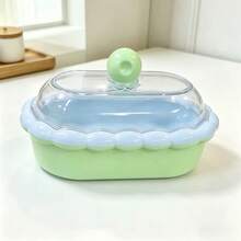 1pc Cute Cartoon Double Layer Soap Box With Lid And Drain Tray, Wavy Edge Portable Dust-Proof Soap Holder, Lightweight Space-Saving Design, Suitable For Bathroom, Dormitory Students And Female College Students Daily Use - Soap Box - View 8