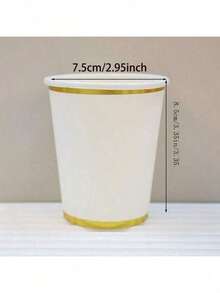 25/50pcs Set, High Quality White Paper Buckets, Foil Printed Pattern (266ml) - Elegant Disposable Tableware, Suitable For Various Parties And Occasions, Disposable Paper Buckets, Birthday Party, Gold Paper Buckets, Business Meetings, Club Dining, Kitchen Decor - Multicolor - View 5