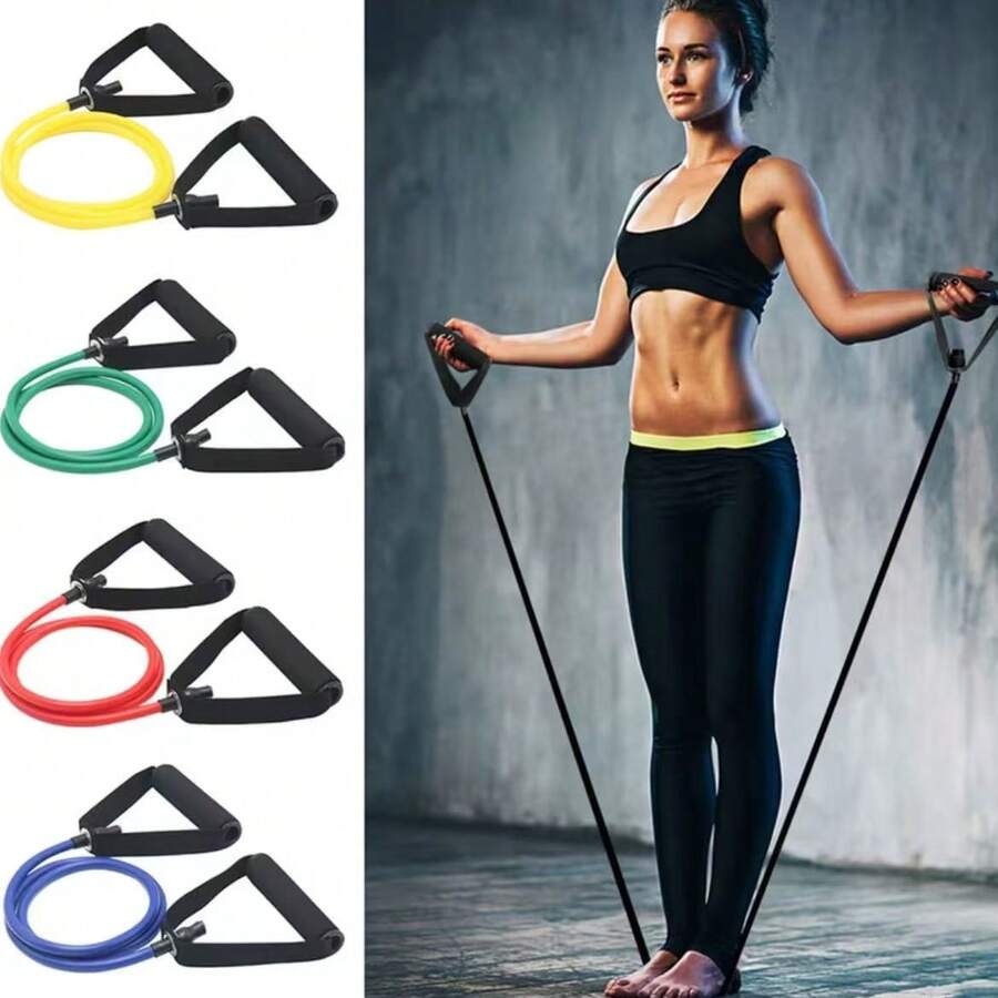 Resistance Band With Handles, Yoga Pull Rope, Elastic Fitness Training Tube, Suitable For Home Workout, Strength Training - A - View 1