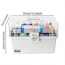 Large Capacity Dust-Proof Medicine Box, Specialized Medication Organizer Storage Box, Multi-Layer Spacious First Aid Kit, Suitable For Home And Dorm Use, Durable Plastic, Sturdy And Reliable, White. - White - View 7