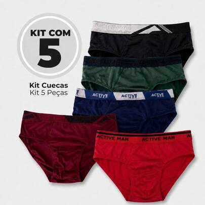 Kit 5 Cuecas Slip Adulto Masculina Confortável Respirável Microfibra Macia Promoção