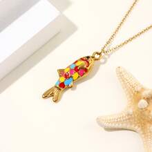 Collar con colgante de vida marina estilo bohemio de verano para mujer, joyería ligera de cuentas para playa, fiesta en la playa y uso diario, regalo - Multicolor - Ver 30